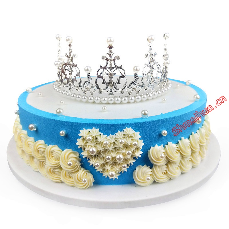 小公举-8寸/2磅 奶油蛋糕 奶油裱花 小公举皇冠头饰创意蛋糕