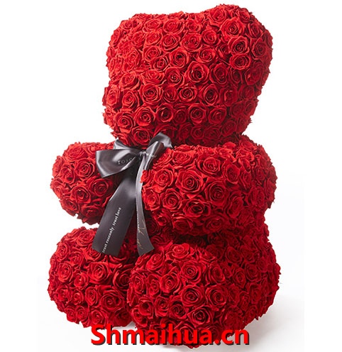 热烈拥抱-红玫瑰300朵左右，小熊创意花插，高约50CM（特殊花材，下单前请与客服确认有没有货）