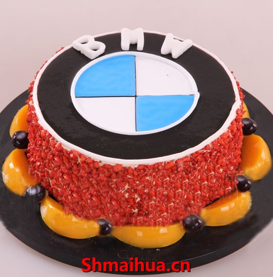 宝马蛋糕-8寸/2磅圆形水果蛋糕，BMW形象创意蛋糕